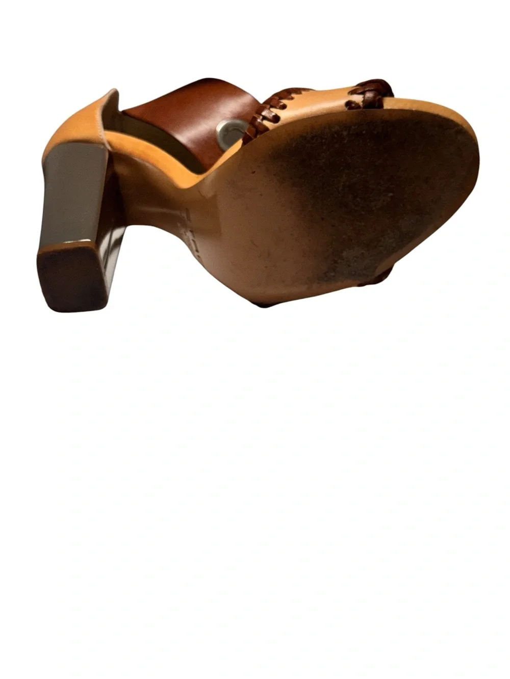 Etro Brown and Tan Braided Retro Diisco 70's whipstitch leather Leather Heels